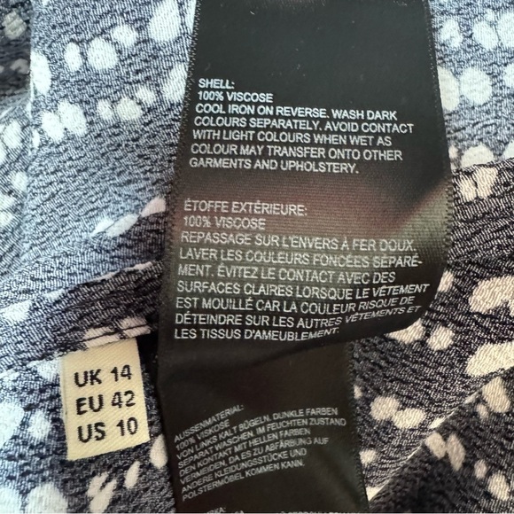 Whistles Savannah Print Wrap Dress Abstract Polka Dots Navy White Costal Size 10 - Picture 9 of 15